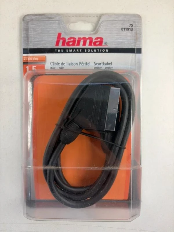 Câble Péritel Hama 1,5 m mâle mâle 21 broches neuf sous blister